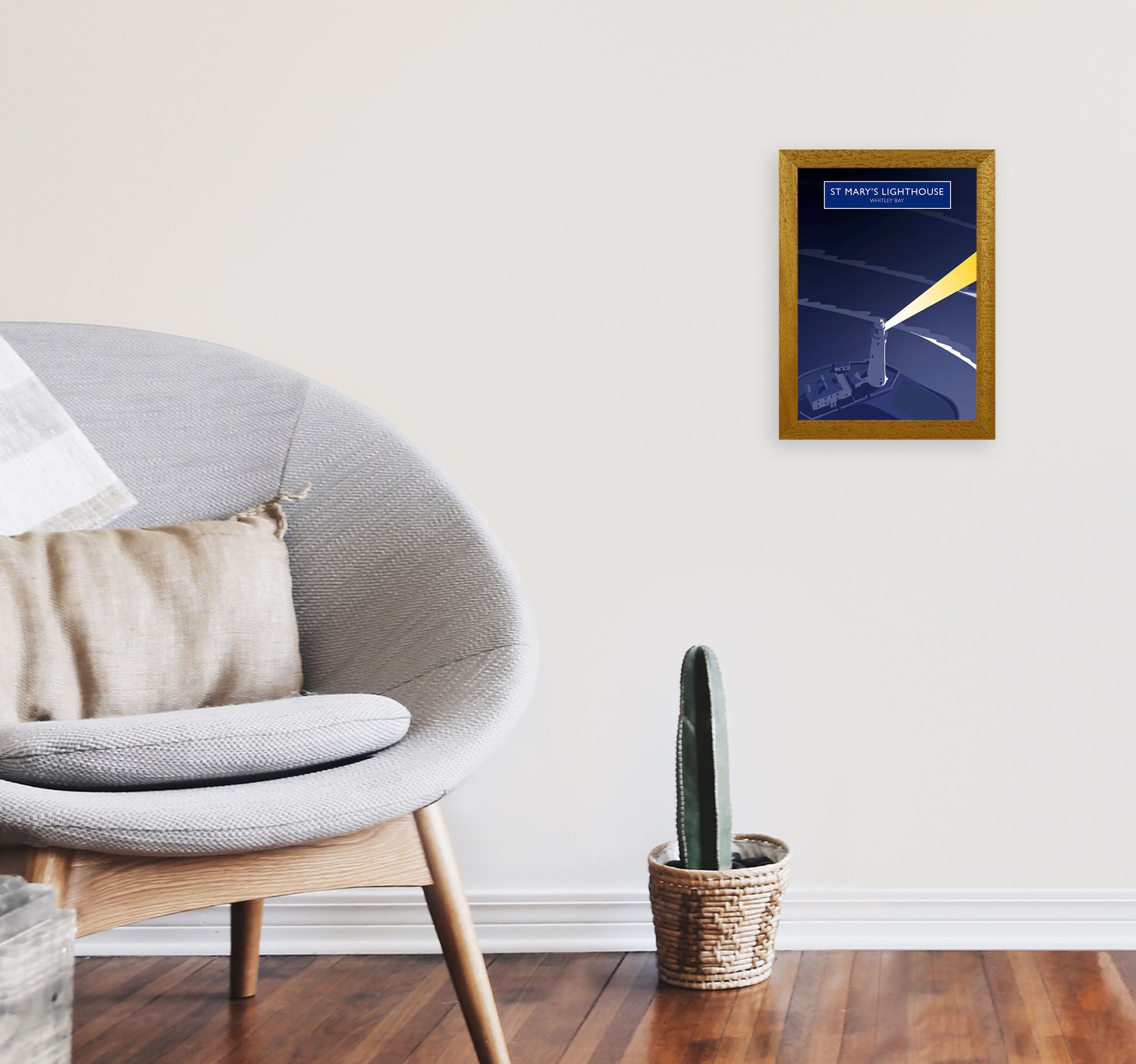 St Mary's Lighthouse Whitley Bay Framed Art Print by Richard O'Neill A4 Print Only