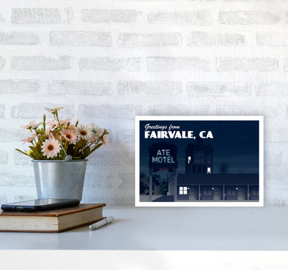 Bates Motel Night Art Print by Richard O'Neill A4 Black Frame
