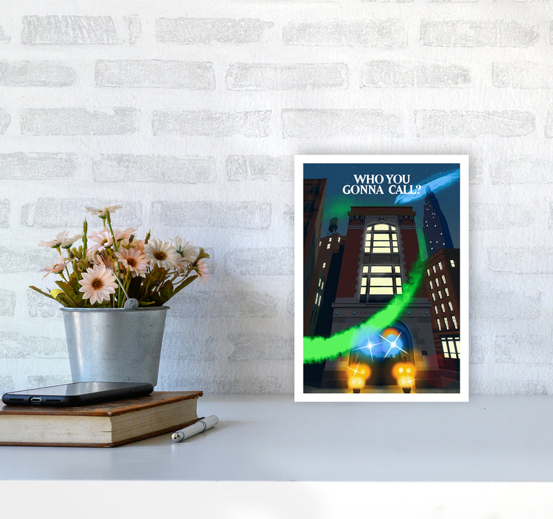 Ghostbusters Night Art Print by Richard O'Neill A4 Black Frame
