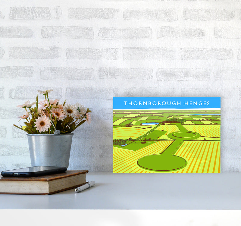 Thornborough Henges Travel Art Print by Richard O'Neill A4 Black Frame