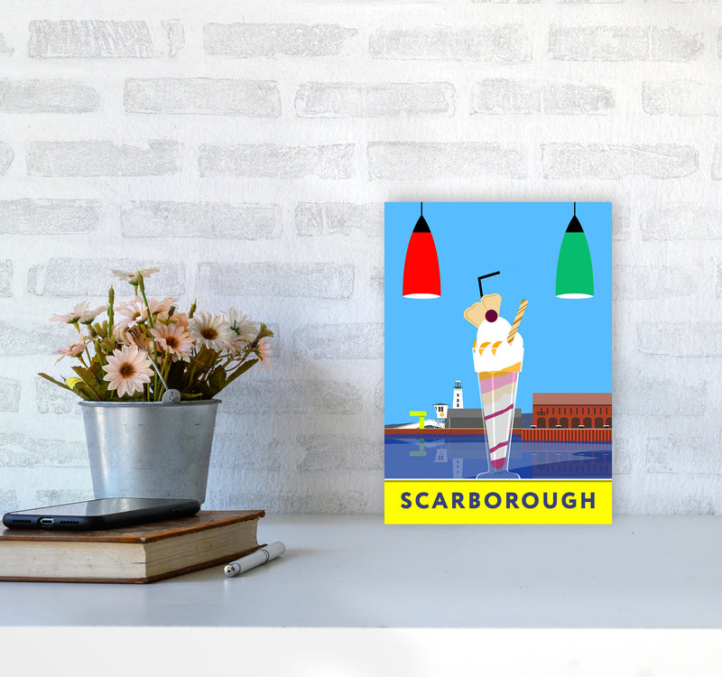 Icecream at Scarborough Travel Art Print by Richard O'Neill A4 Black Frame