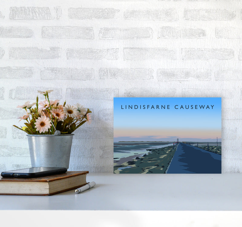 Lindisfarne Causeway Travel Art Print by Richard O'Neill A4 Black Frame