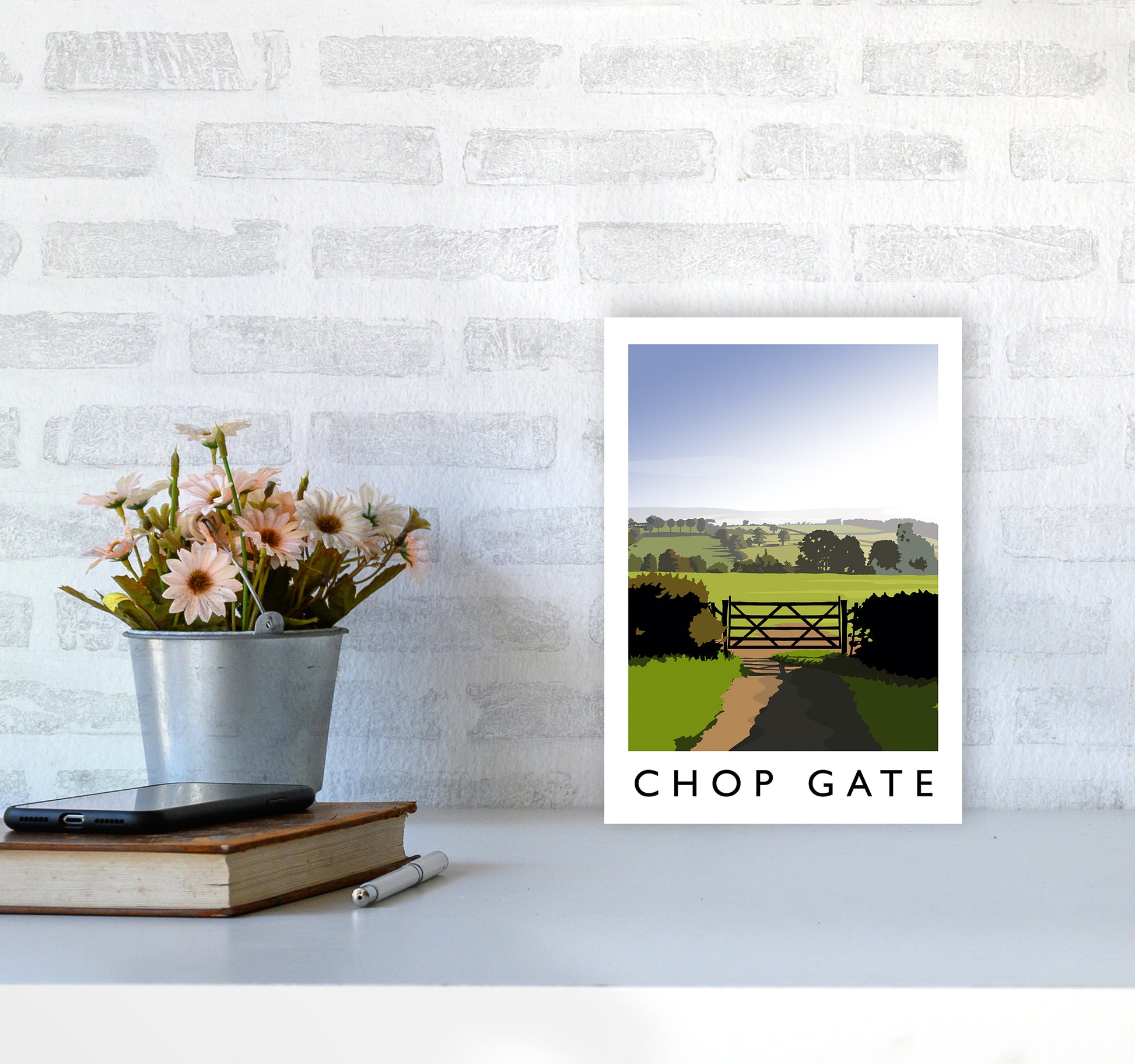 Chop Gate portrait Travel Art Print by Richard O'Neill A4 Black Frame