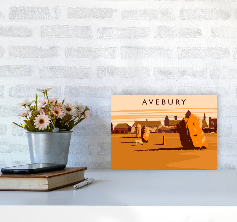 Avebury Travel Art Print by Richard O'Neill A4 Black Frame