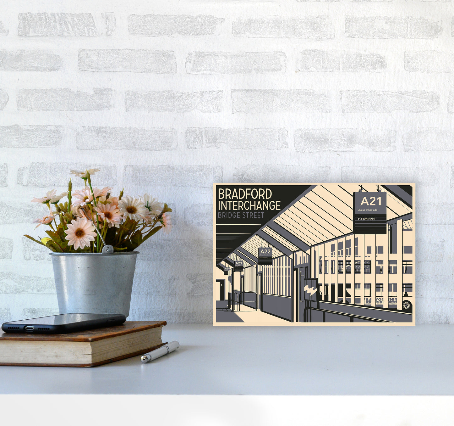 Bradford Interchange, Bridge Street Travel Art Print by Richard O'Neill A4 Black Frame