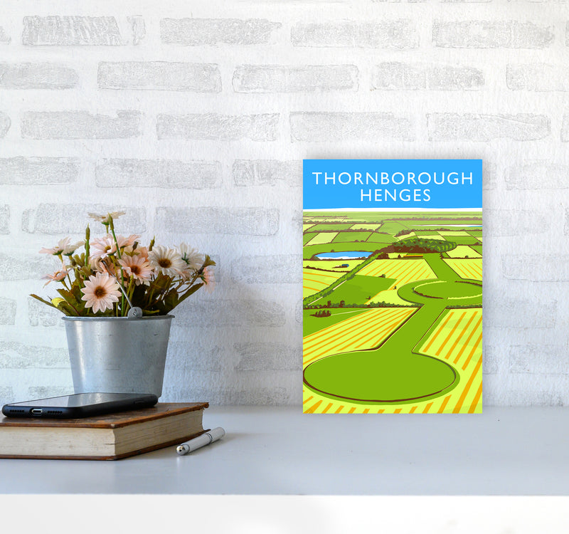 Thornborough Henges portrait Travel Art Print by Richard O'Neill A4 Black Frame