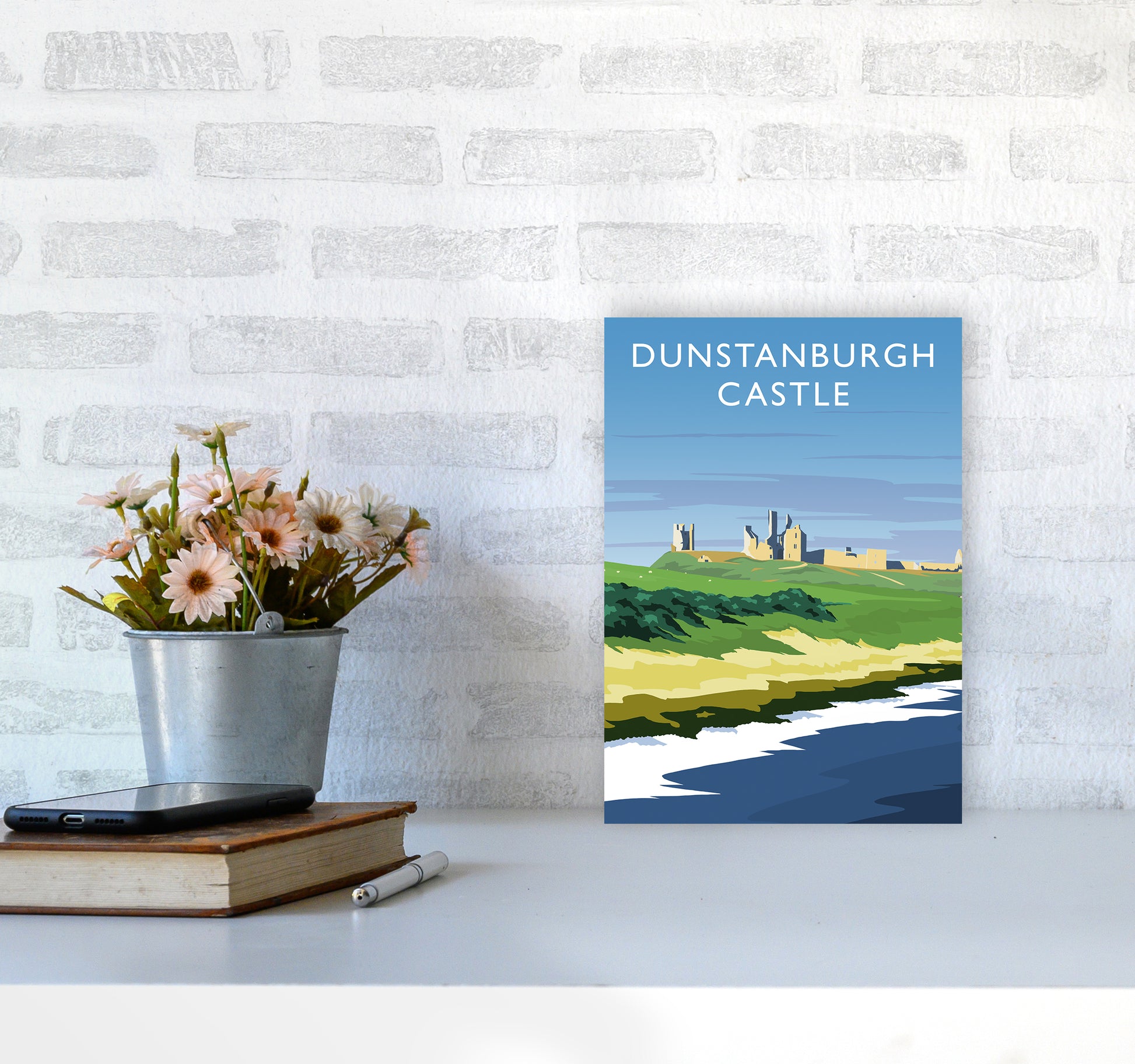 Dunstanburgh Castle portrait Travel Art Print by Richard O'Neill A4 Black Frame