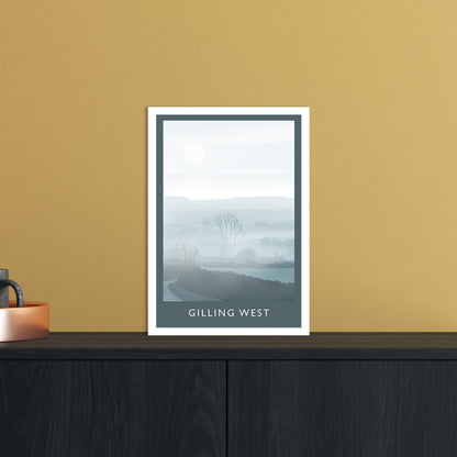 Gilling West (Winter) Portrait Travel Art Print by Richard O'Neill A4 Black Frame