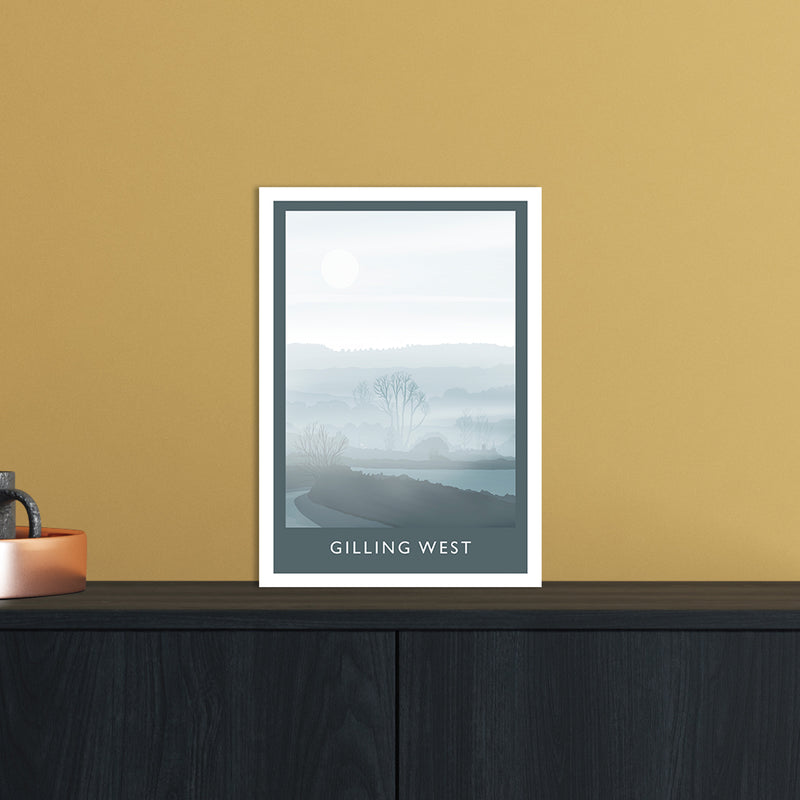 Gilling West (Winter) Portrait Travel Art Print by Richard O'Neill A4 Black Frame