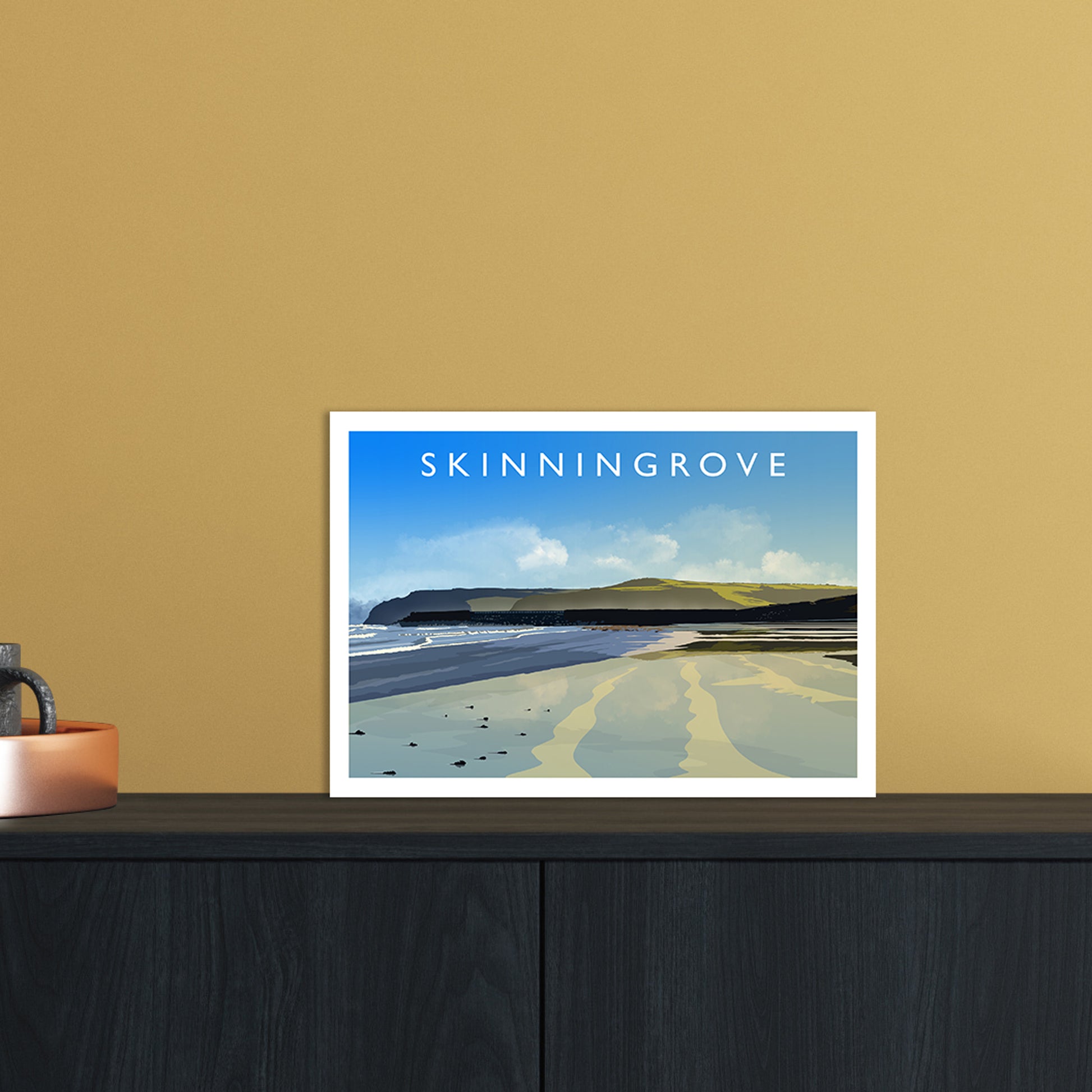 Skinningrove 2 Travel Art Print by Richard O'Neill A4 Black Frame
