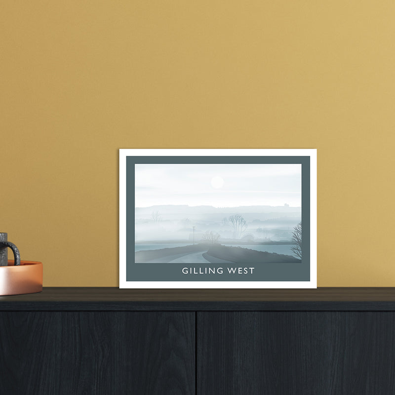 Gilling West (Winter) Travel Art Print by Richard O'Neill A4 Black Frame