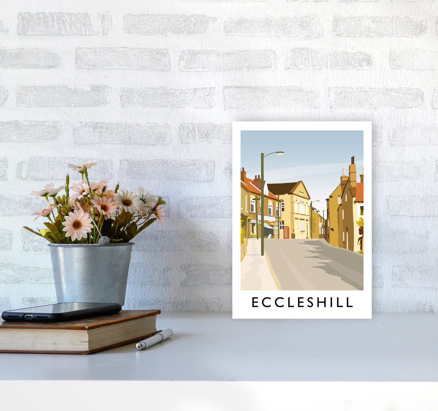 Eccleshill portrait Travel Art Print by Richard O'Neill A4 Black Frame