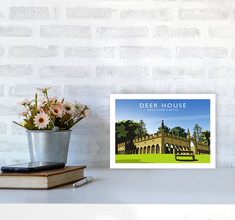 Deer House Travel Art Print by Richard O'Neill A4 Black Frame