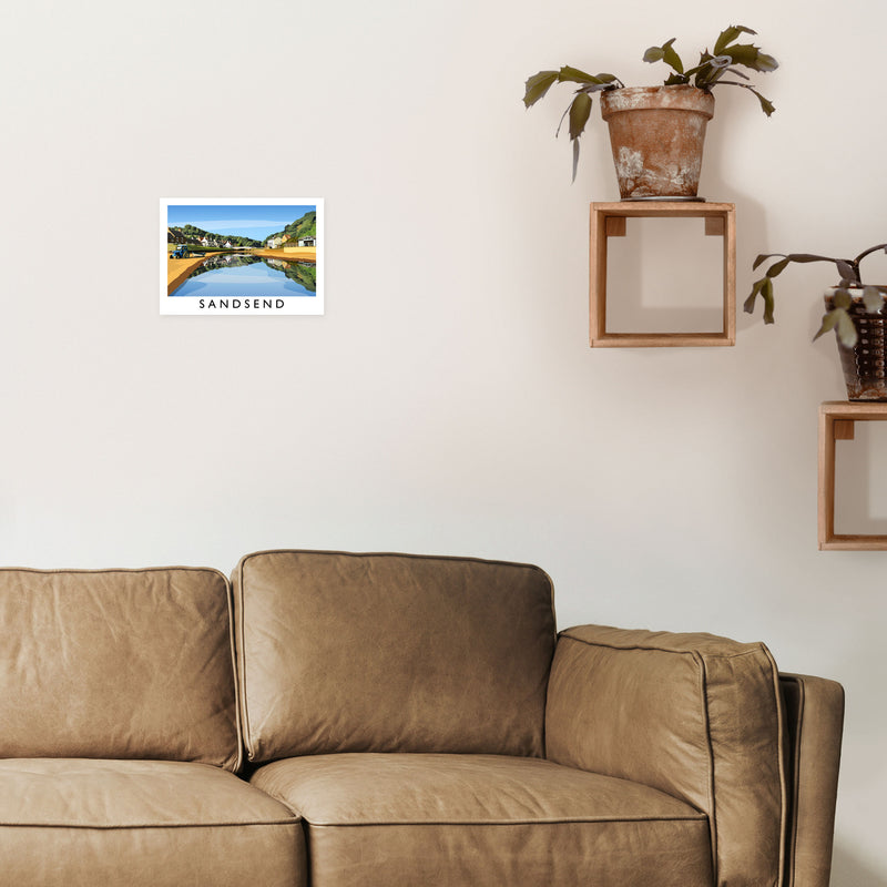 Sandsend 5 Travel Art Print by Richard O'Neill A4 Black Frame