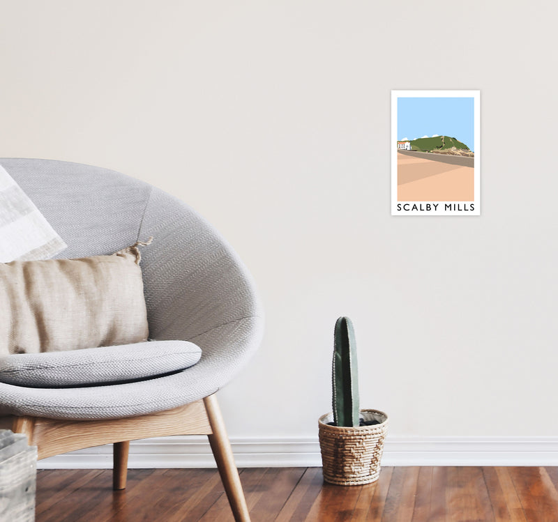 Scalby Mills Art Print by Richard O'Neill A4 Black Frame