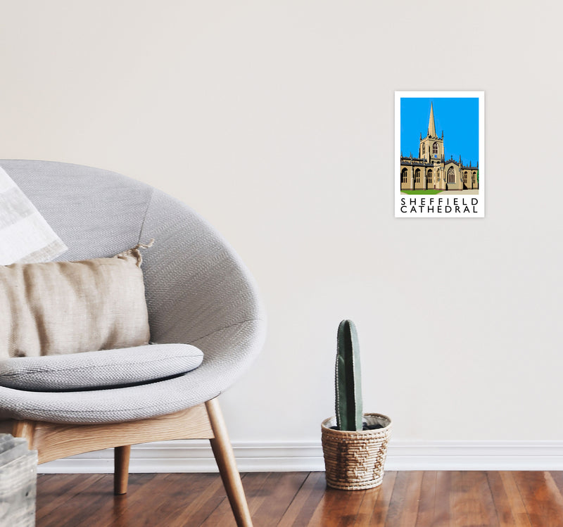 Sheffield Cathedral Art Print by Richard O'Neill A4 Black Frame