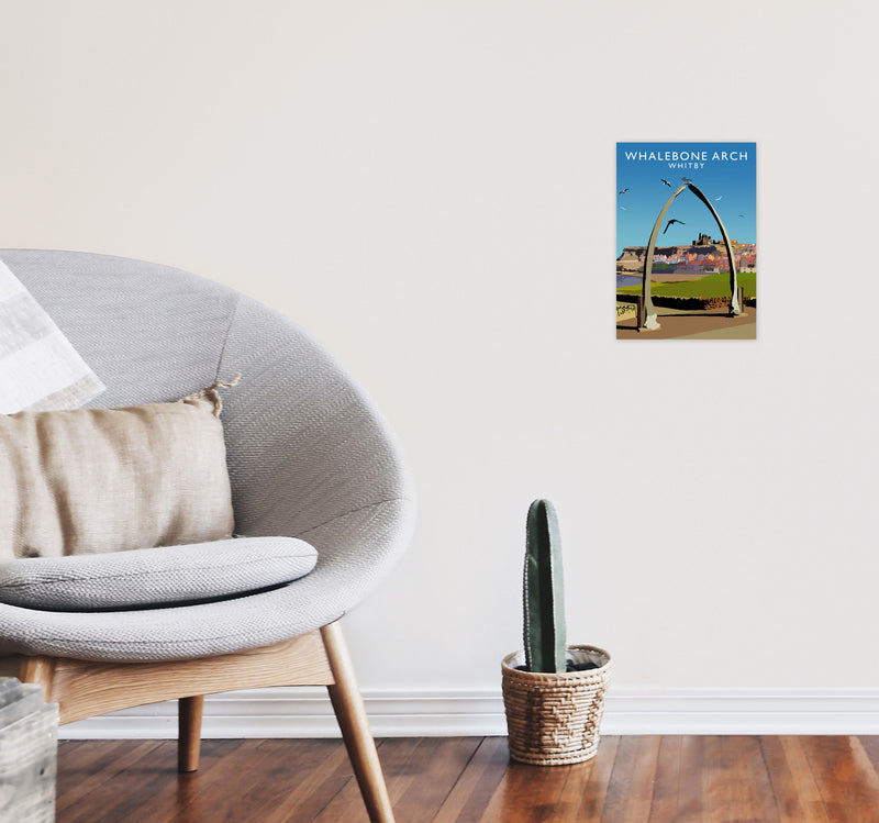 Whalebone Arch Whitby Art Print by Richard O'Neill A4 Black Frame