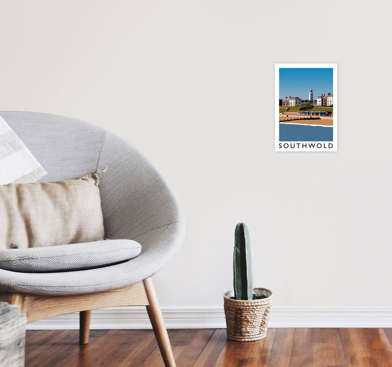 Southwold Framed Digital Art Print by Richard O'Neill A4 Black Frame