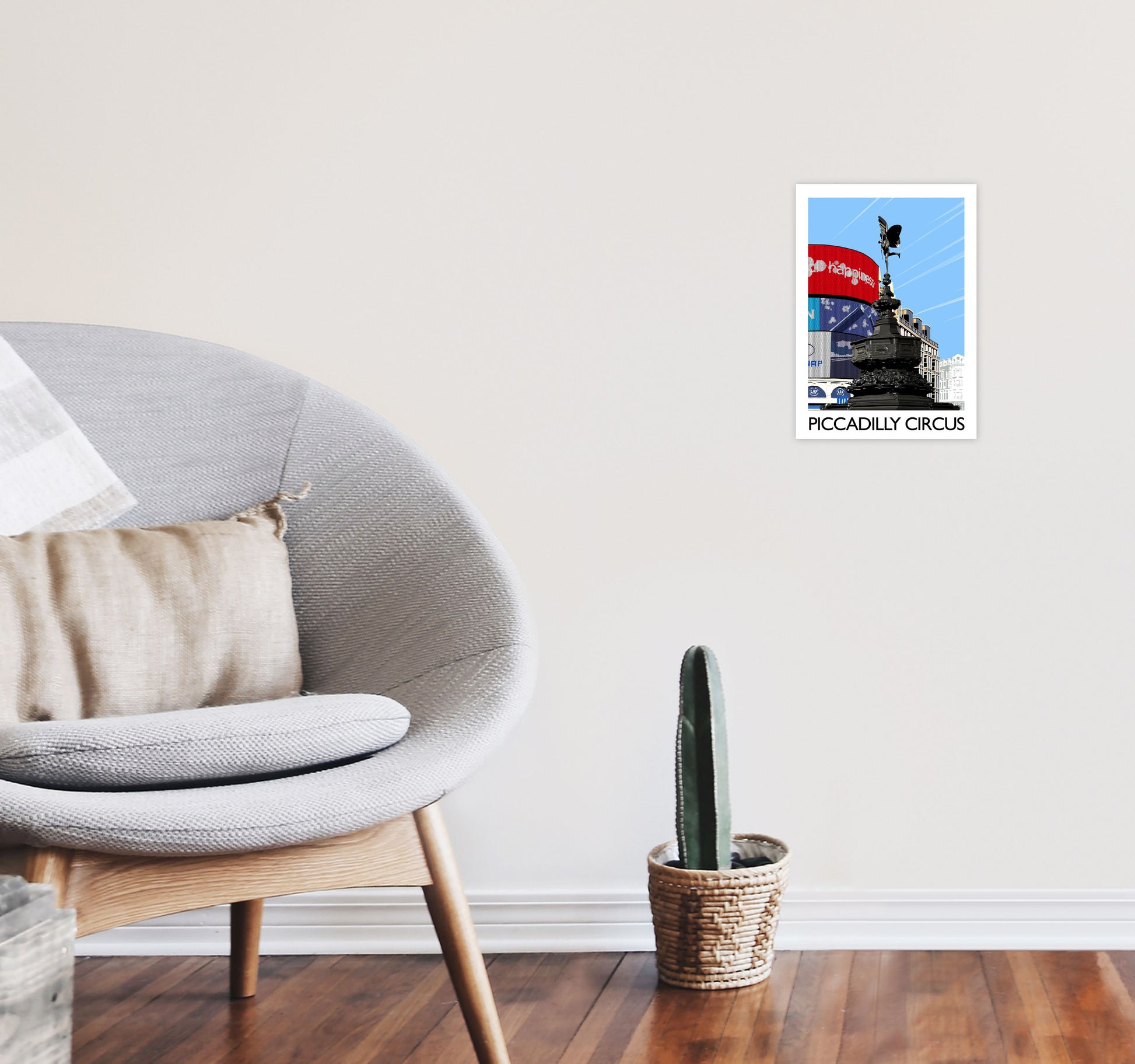 Piccadilly Circus London Art Print by Richard O'Neill A4 Black Frame