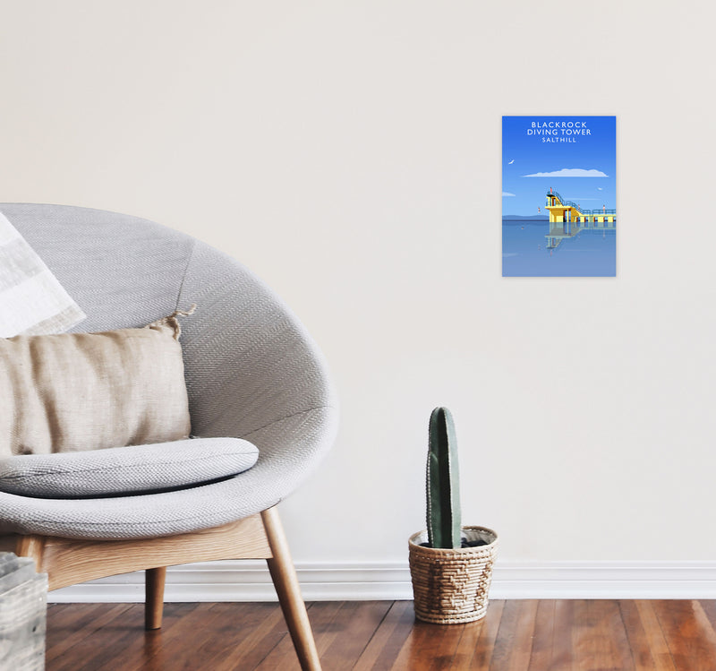 Blackrock Diving Tower (Portrait) by Richard O'Neill A4 Black Frame