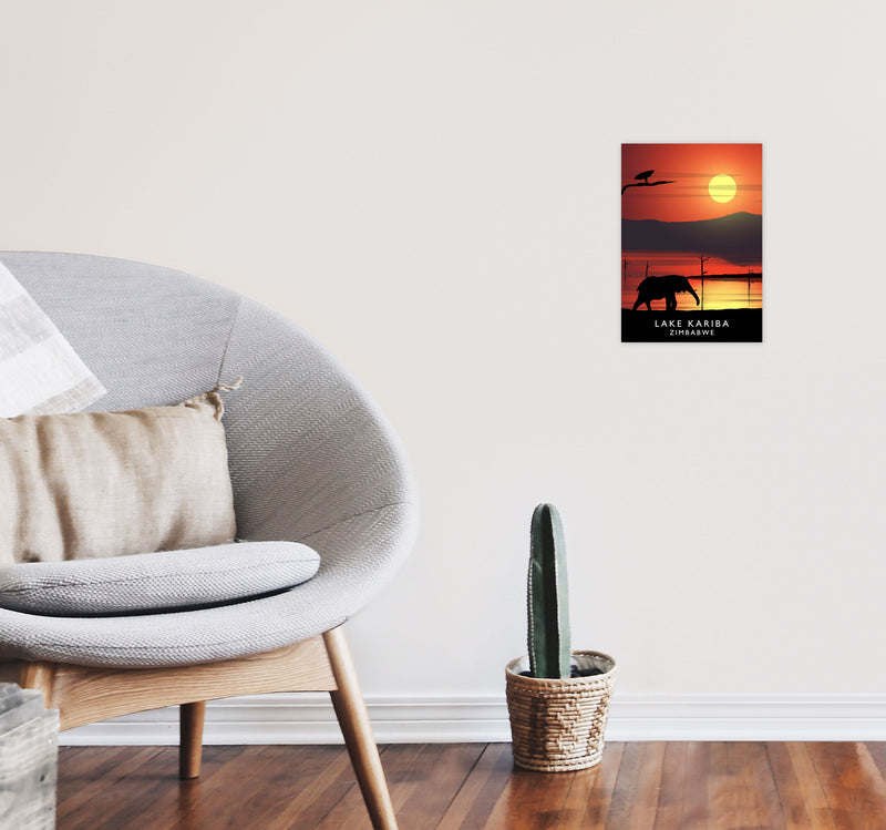 Lake Kariba (Portrait) by Richard O'Neill A4 Black Frame
