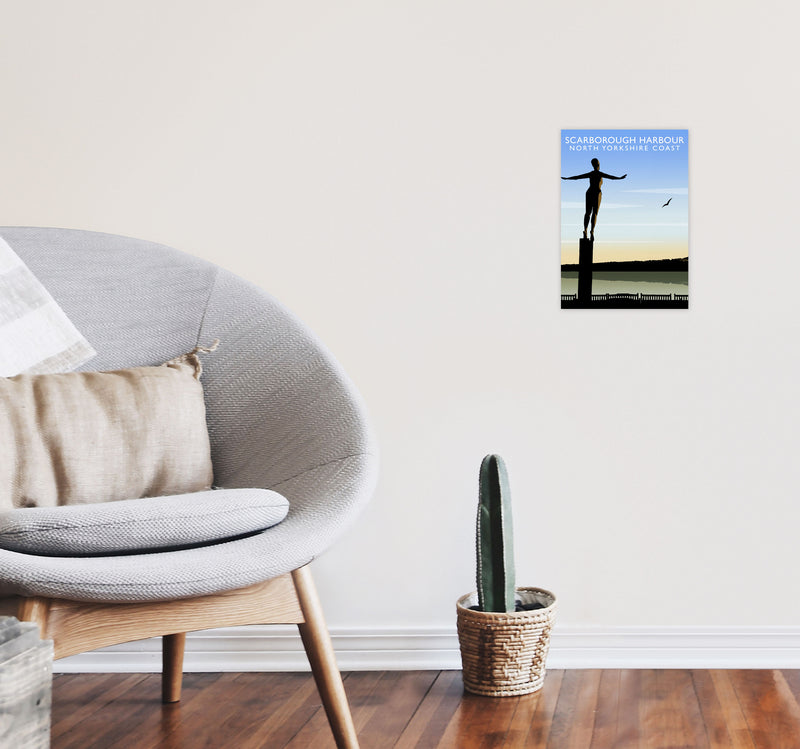 Scarborough Harbour (Portrait) by Richard O'Neill Yorkshire Art Print A4 Black Frame