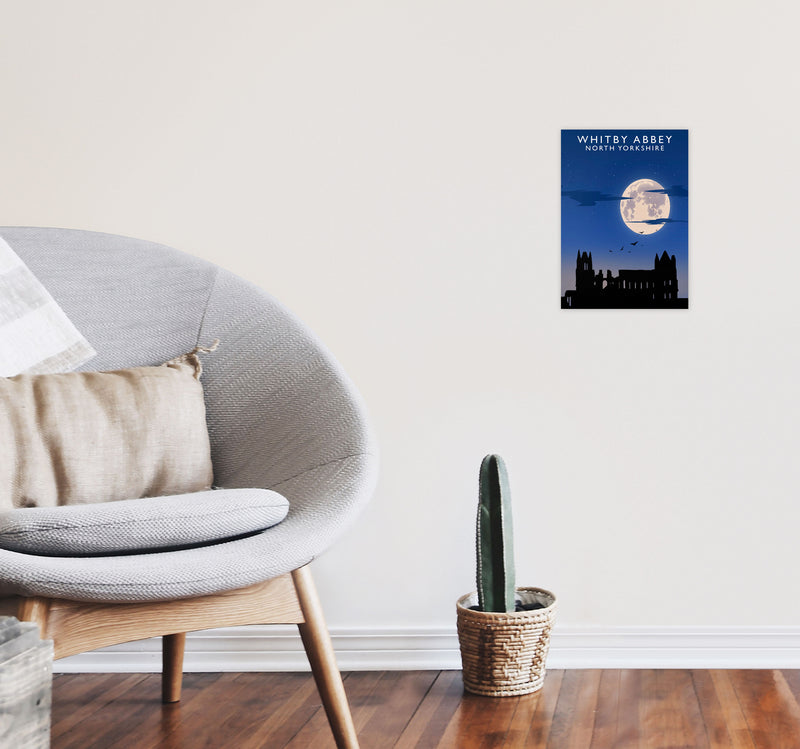 Whitby Abbey (Night) (Portrait) by Richard O'Neill Yorkshire Art Print A4 Black Frame
