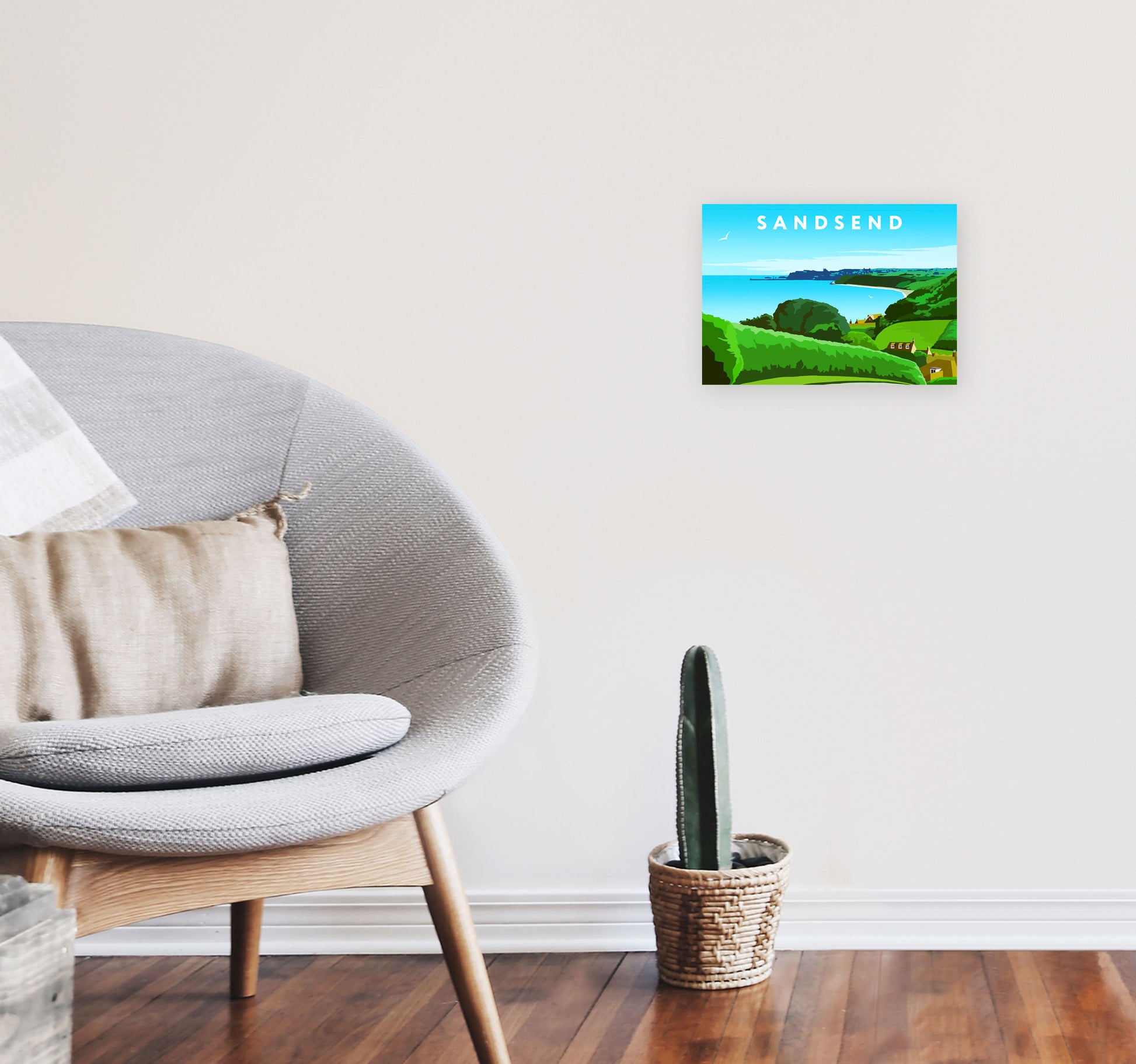 Sandsend Art Print by Richard O'Neill A4 Black Frame