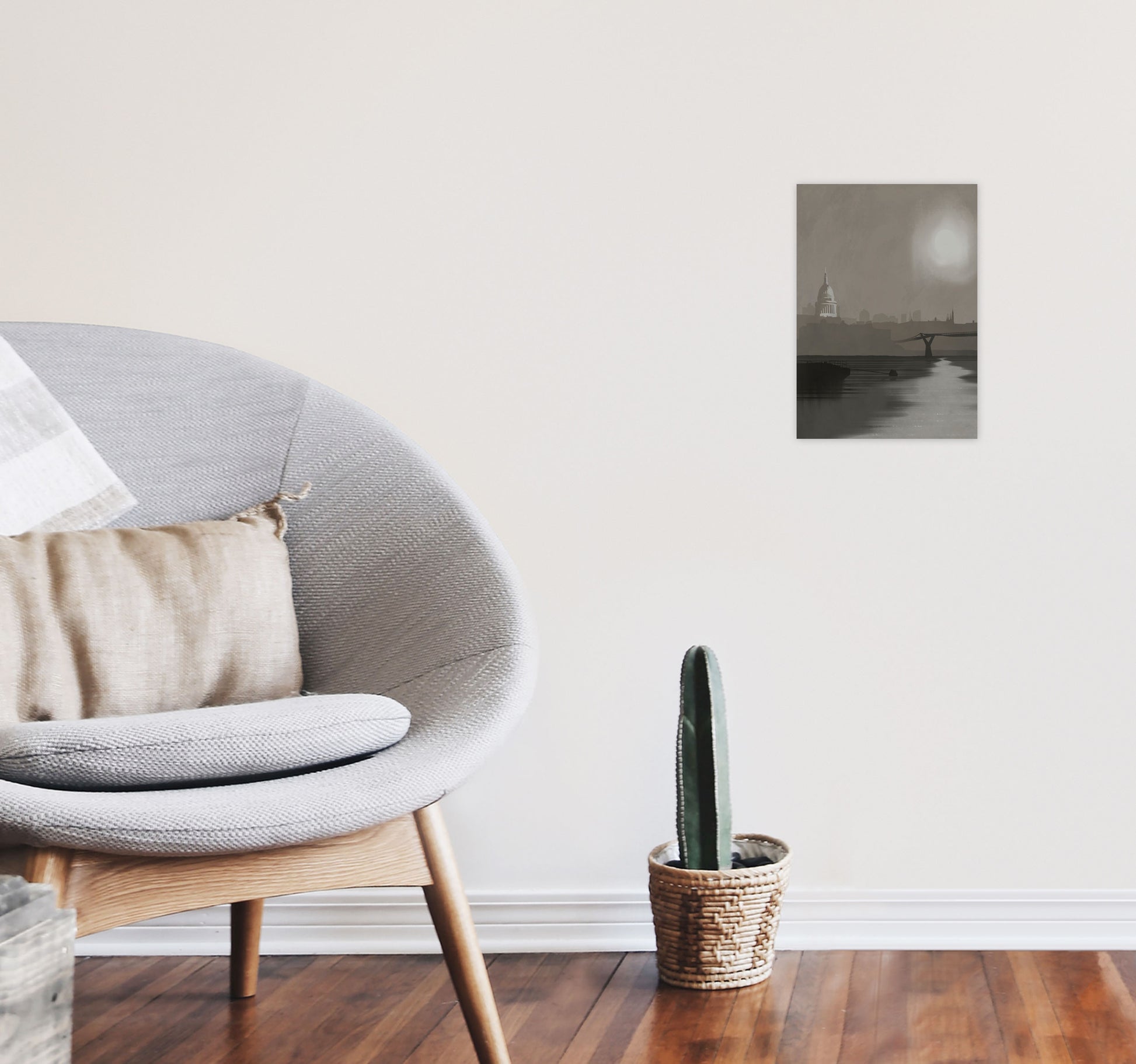 St. Paul's In Fog Travel Art Print by Richard O'Neill, Framed Wall Art A4 Black Frame