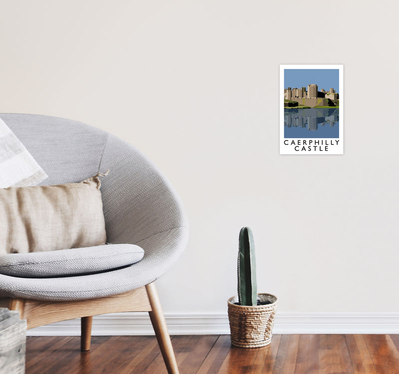 Caerphilly Castle Portrait by Richard O'Neill A4 Black Frame