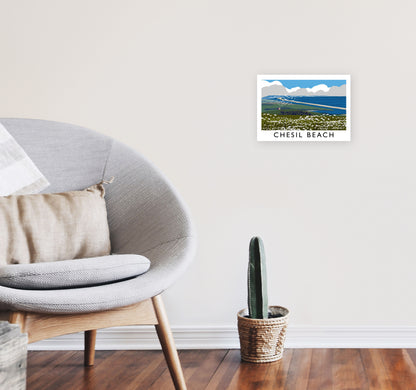 Chesil Beach Framed Digital Art Print by Richard O'Neill A4 Black Frame