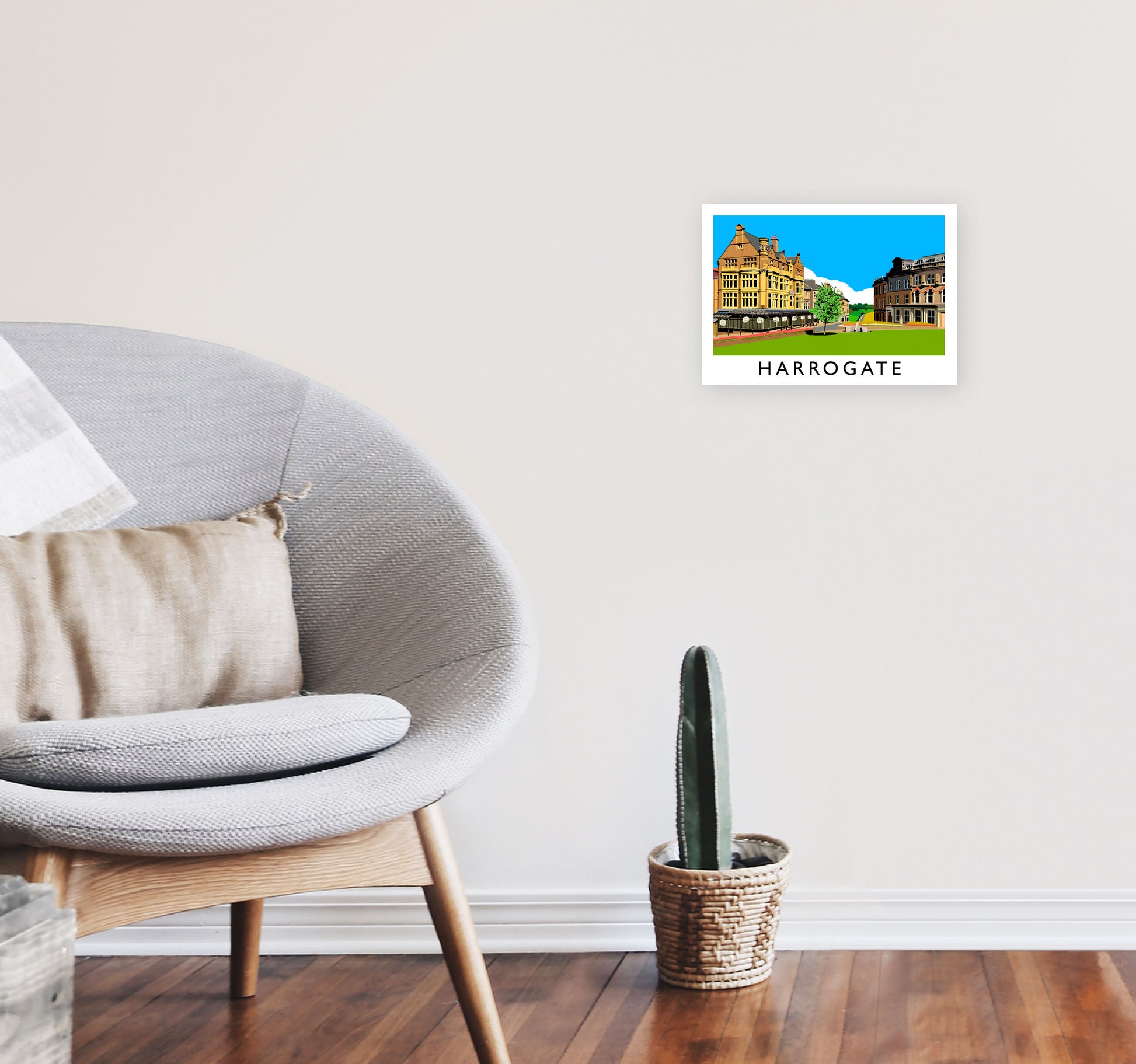 Harrogate Travel Art Print by Richard O'Neill, Framed Wall Art A4 Black Frame