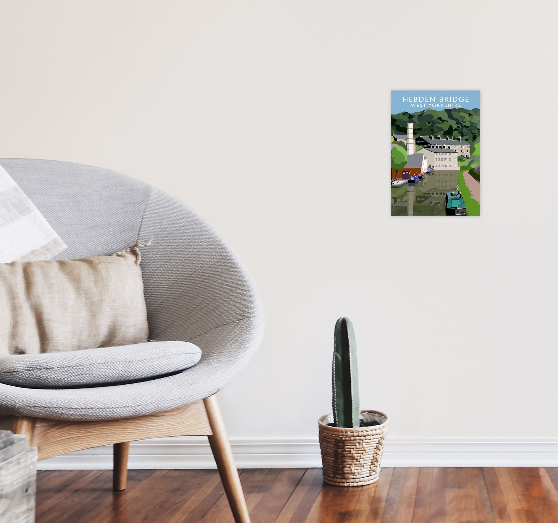 Hebden Bridge West Yorkshire Travel Art Print by Richard O'Neill A4 Black Frame