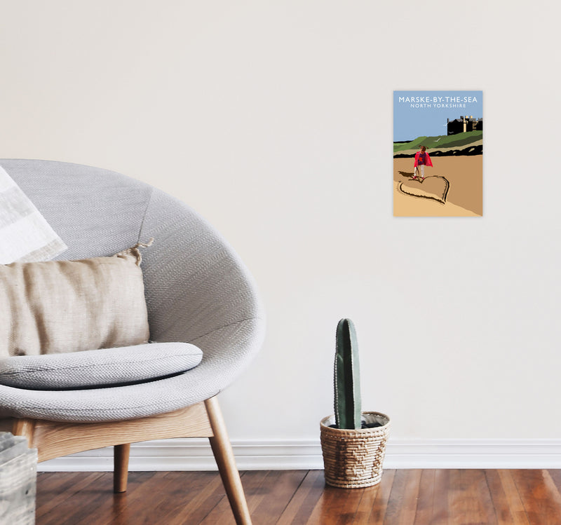Marske-By-The-Sea North Yorkshire Travel Art Print by Richard O'Neill A4 Black Frame