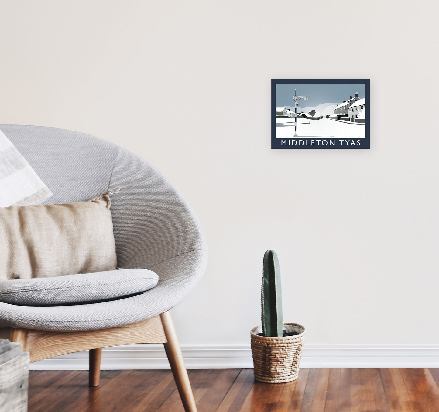 Middleton Tyas Travel Art Print by Richard O'Neill, Framed Wall Art A4 Black Frame