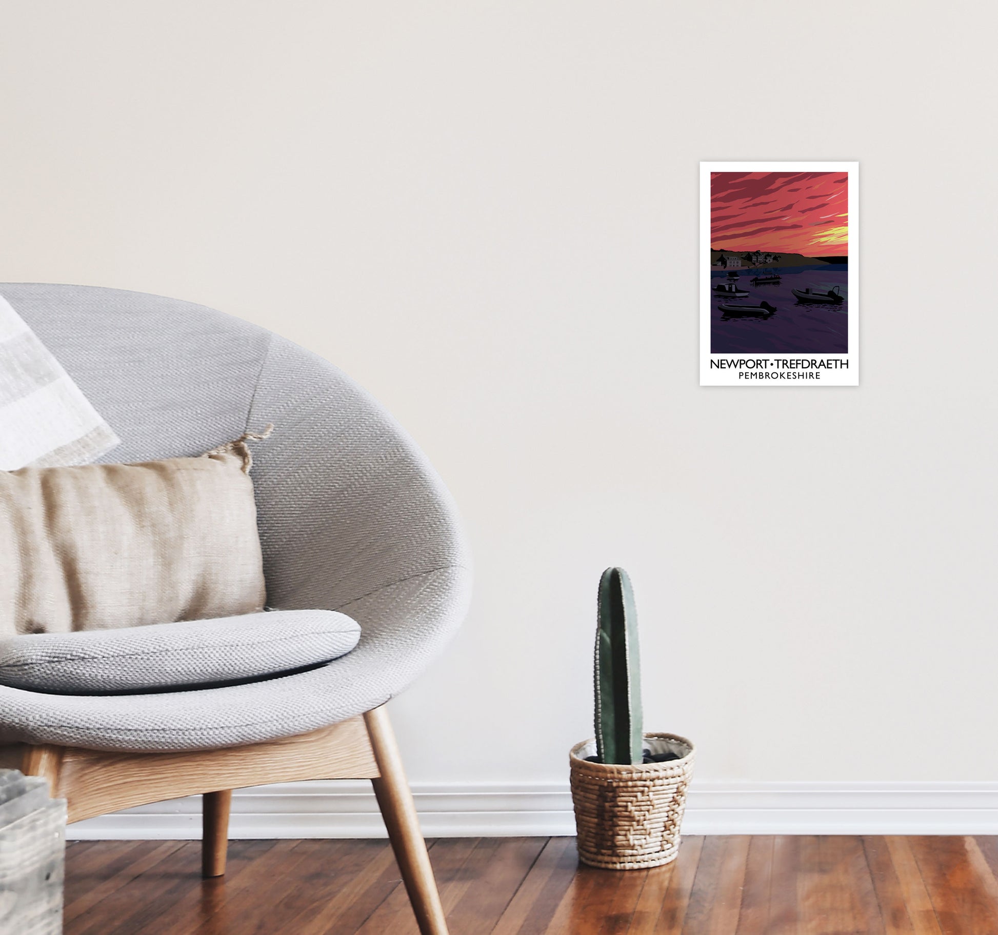 Newport Trefdraeth Pembrokeshire Travel Art Print by Richard O'Neill A4 Black Frame