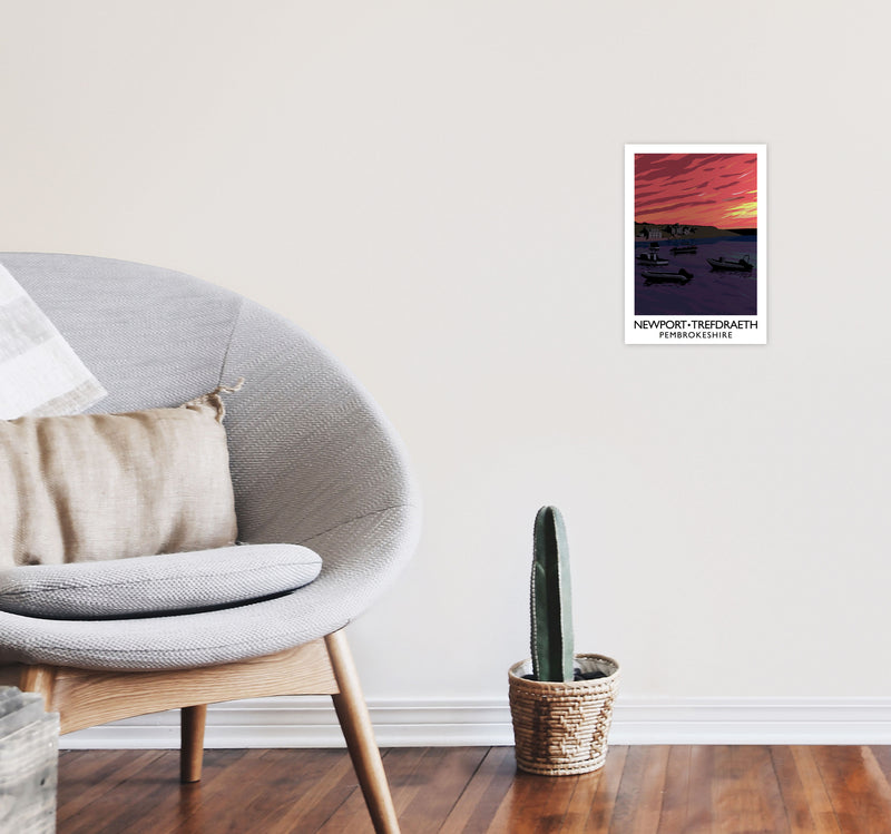 Newport Trefdraeth Pembrokeshire Travel Art Print by Richard O'Neill A4 Black Frame