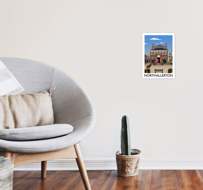 Northallerton Travel Art Print by Richard O'Neill, Framed Wall Art A4 Black Frame