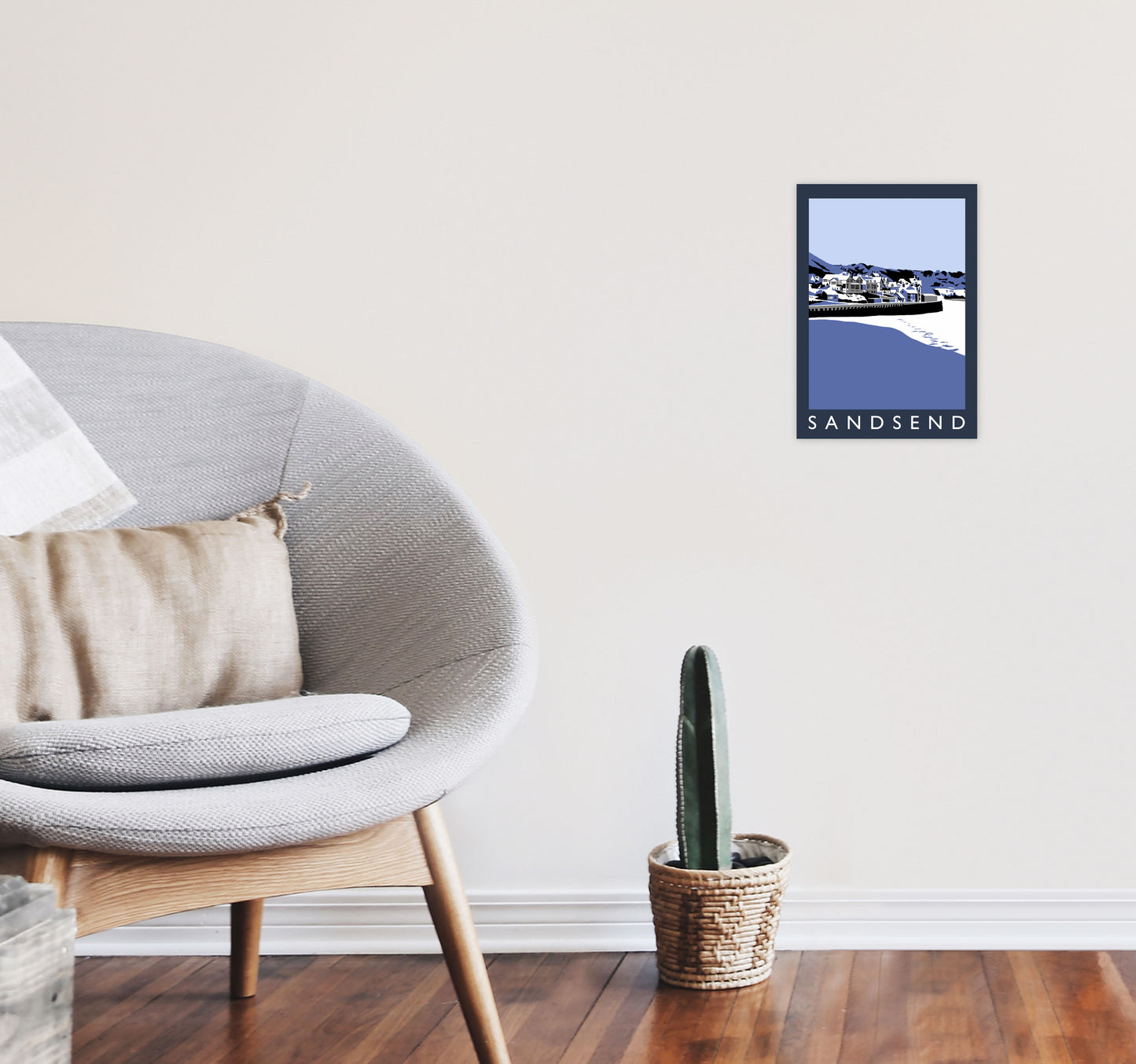Sandsend Travel Art Print by Richard O'Neill, Framed Wall Art A4 Black Frame