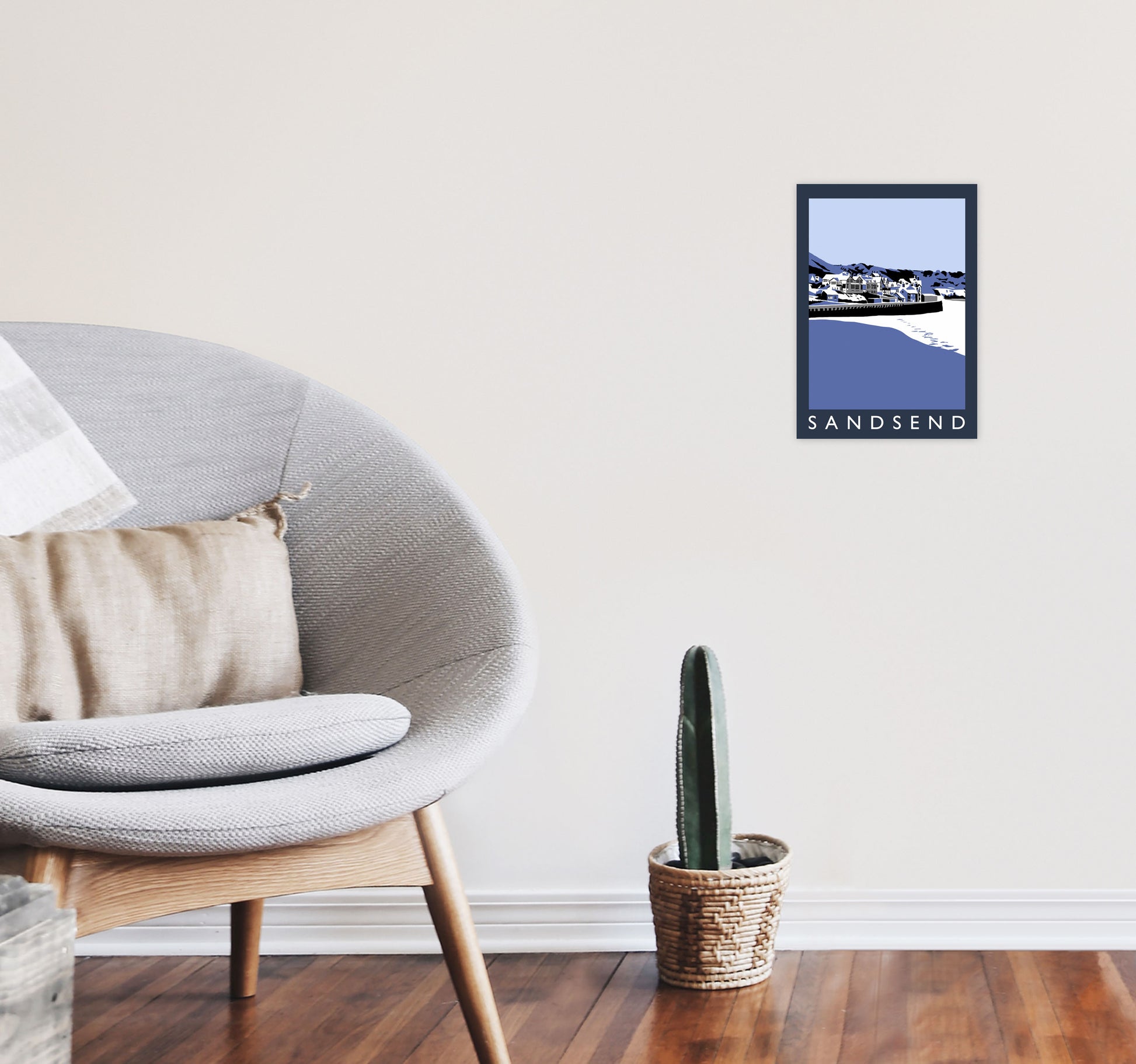 Sandsend Travel Art Print by Richard O'Neill, Framed Wall Art A4 Black Frame