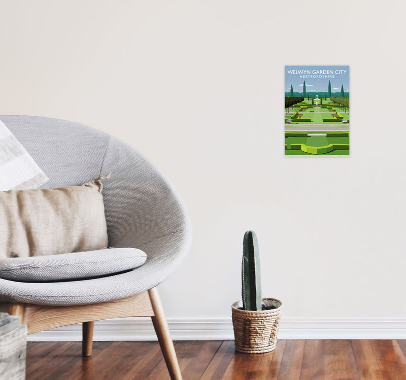 Welwyn Garden City Hertfordshire Travel Art Print by Richard O'Neill A4 Black Frame