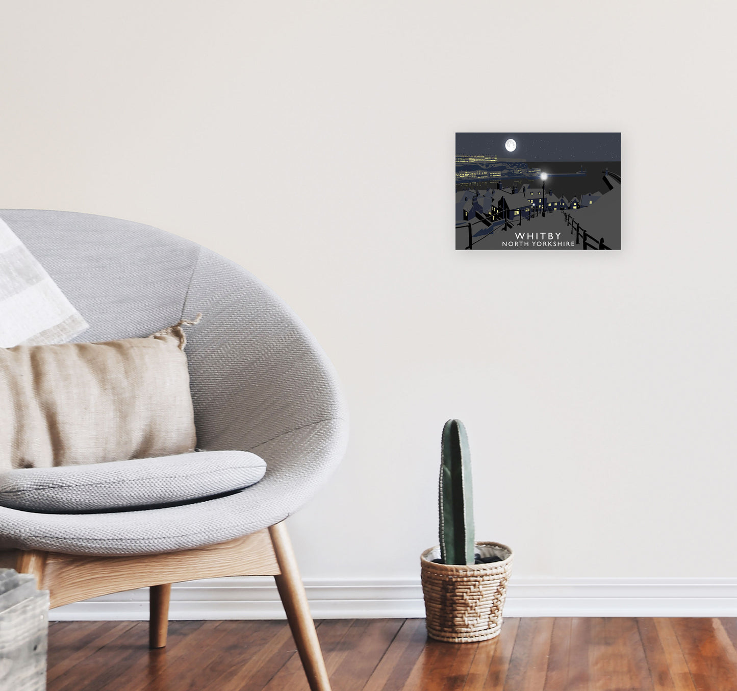 Whitby Travel Art Print by Richard O'Neill, Framed Wall Art A4 Black Frame