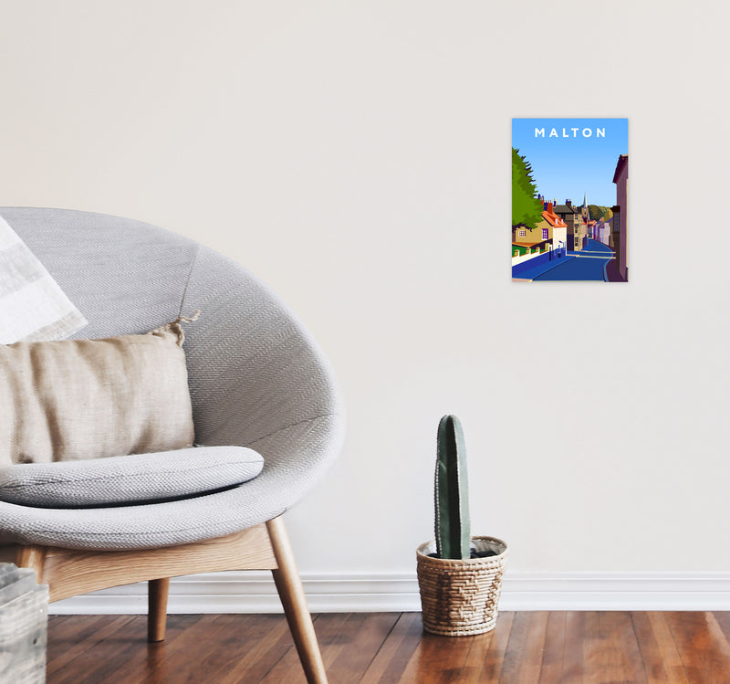 Malton Travel Art Print by Richard O'Neill, Framed Wall Art A4 Black Frame