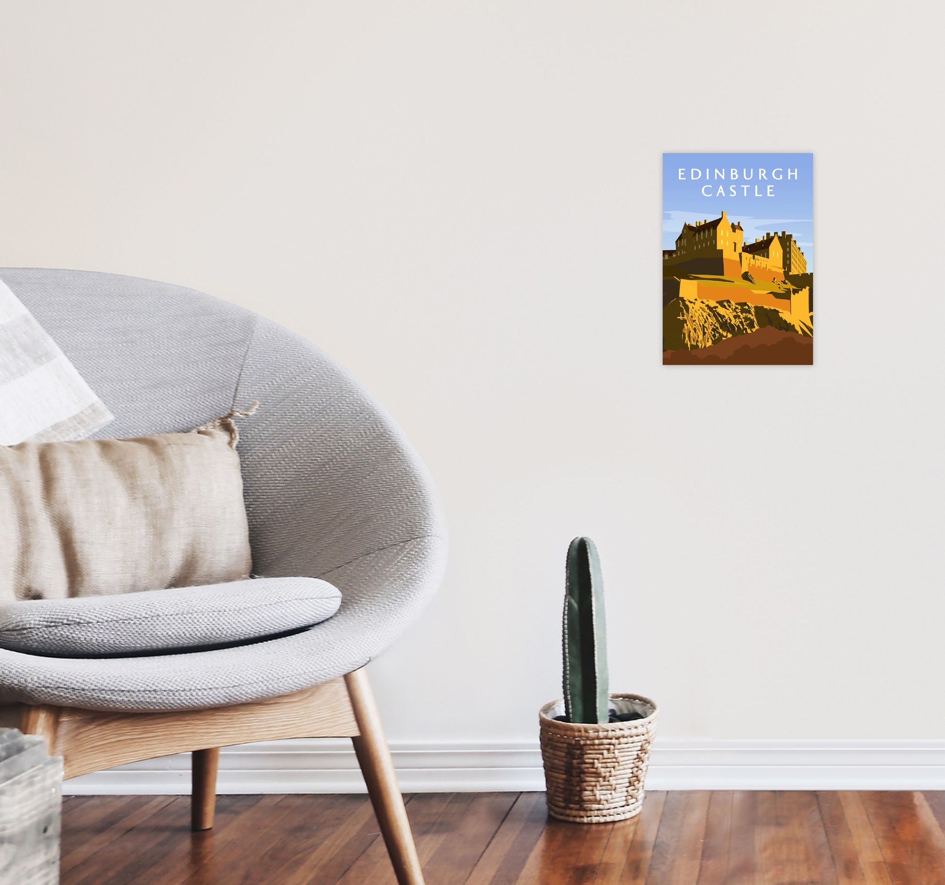 Edinburgh Castle Portrait by Richard O'Neill A4 Black Frame