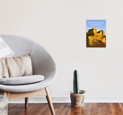 Edinburgh Castle Portrait by Richard O'Neill A4 Black Frame