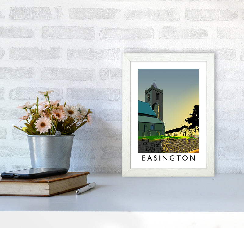 Easington Portrait Art Print by Richard O'Neill A4 Oak Frame