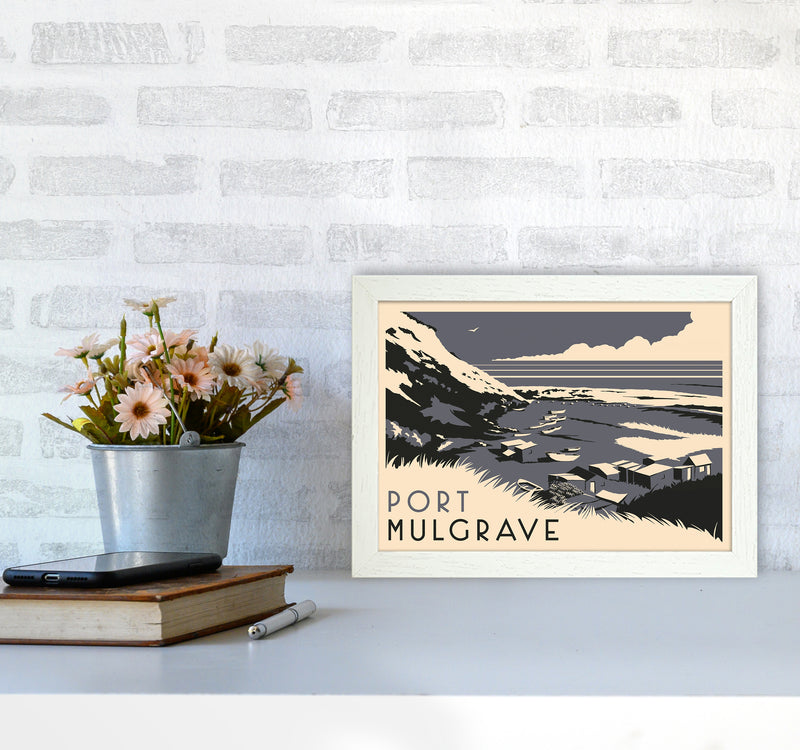 Port Mulgrave Travel Art Print by Richard O'Neill A4 Oak Frame
