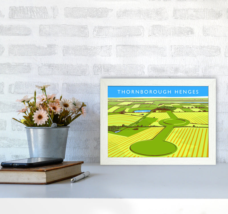 Thornborough Henges Travel Art Print by Richard O'Neill A4 Oak Frame