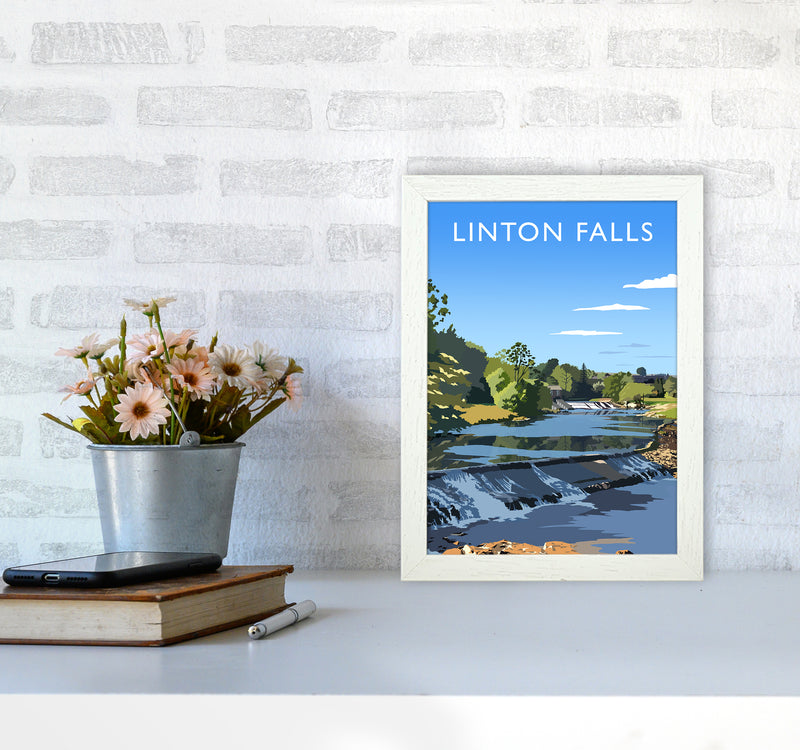 Linton Falls portrait Travel Art Print by Richard O'Neill A4 Oak Frame