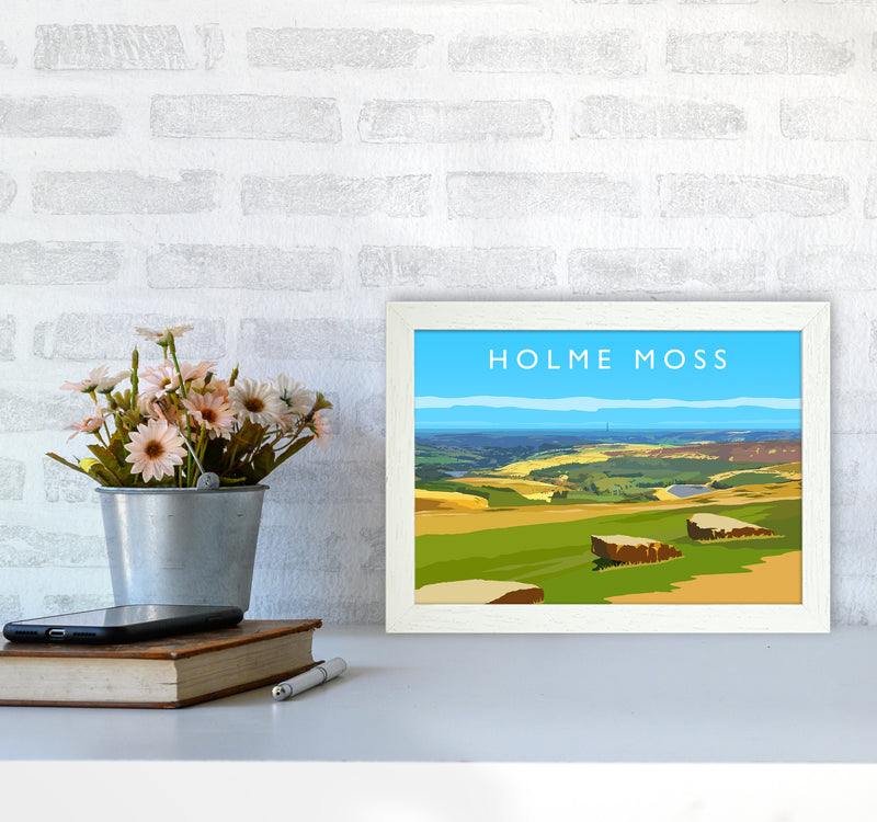 Holme Moss Travel Art Print by Richard O'Neill A4 Oak Frame